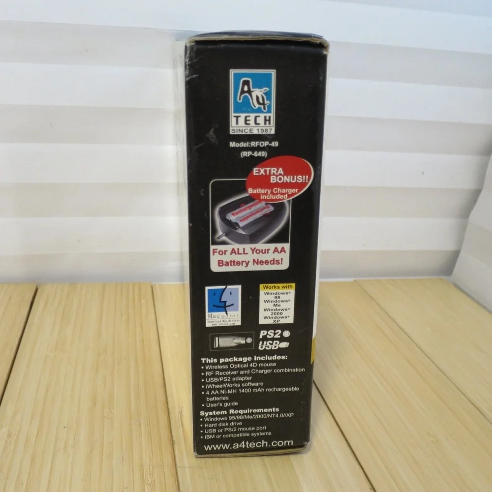 NOS - A4 Tech RFOP-49 RP-649 X800 Wireless Optical Mouse with Dual Scroll Wheels